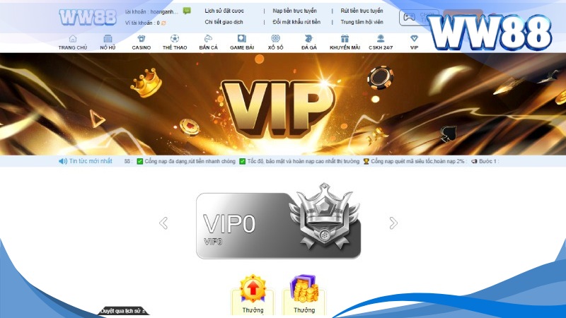 VIP WW88 - Chương Trình Ưu Đãi Dành Riêng Cho Thành Viên VIP 2 Chương trình VIP WW88 hấp dẫn